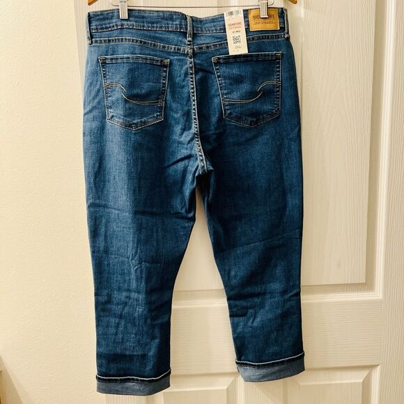 Levi Strauss Signature Mid-Rise Cuffed Capri Women’s 14 Jean Blue 34x23 Stretch - Picture 3 of 10